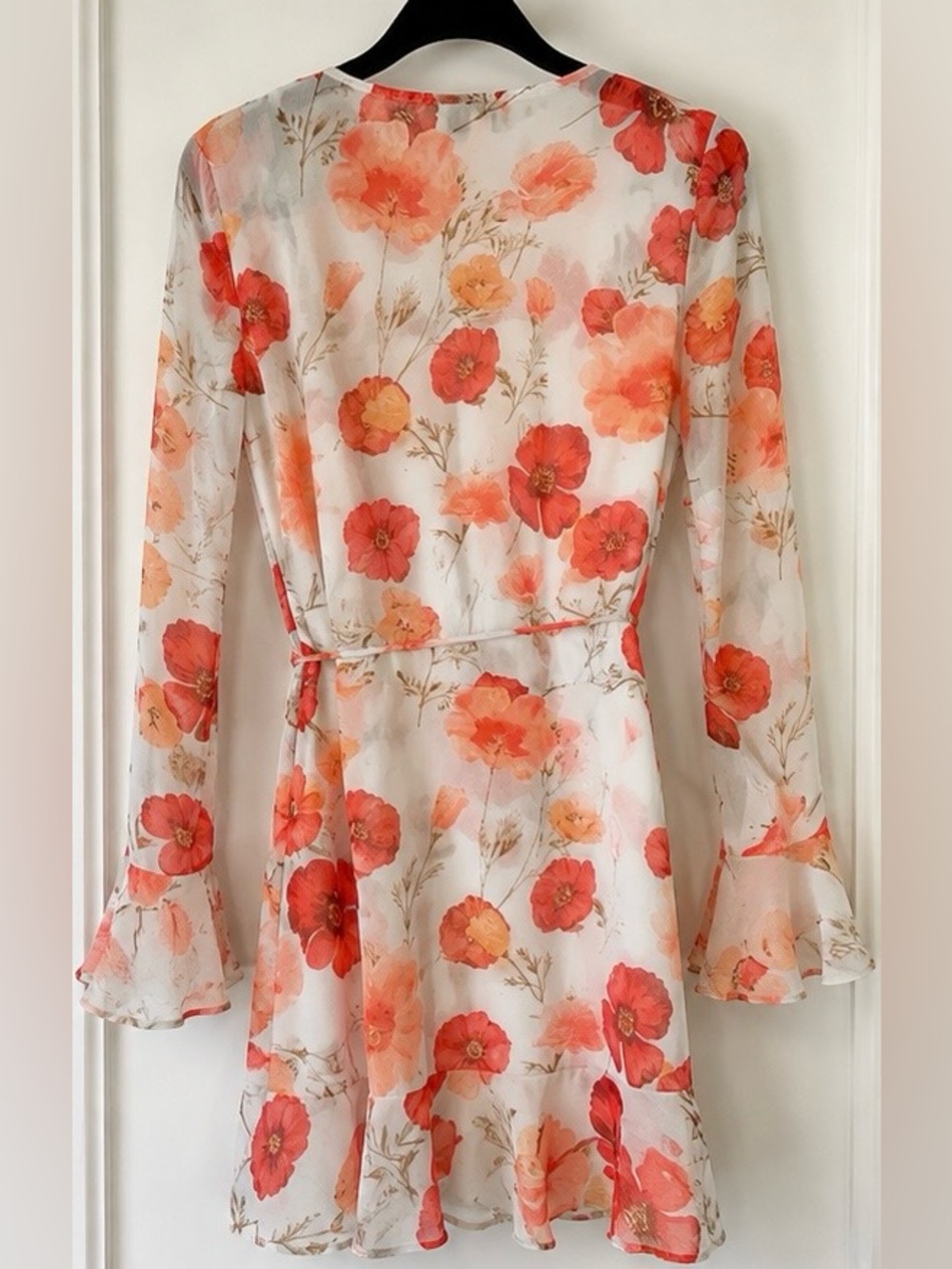 Lulus Floral Mini Wrap Dress Size S Like New Wedding Guest Cottagecore - Picture 5 of 6